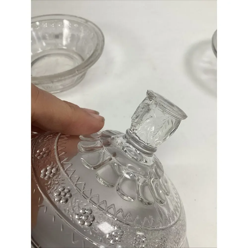 2 Antique EAPG Adam’s & Co Egyptian Oasis Pattern Sphinx Candy Dishes (1 Lidded)